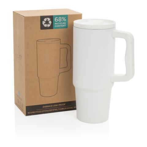 Vaso de acero inoxidable reciclado RCS antigoteo Embrace blanco | sin montaje de publicidad | no disponible | no disponible