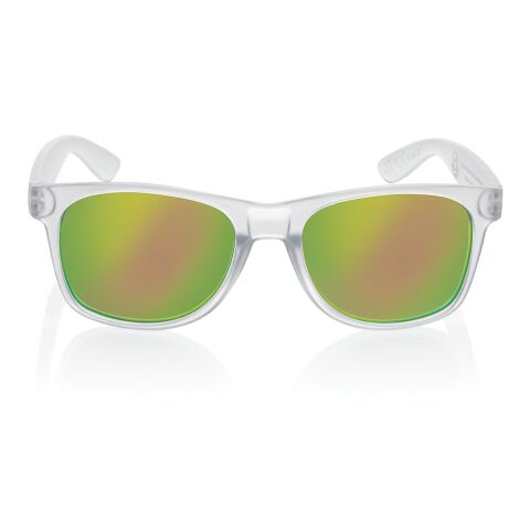 Gafas de sol con lentes de espejo de PC reciclado Gleam RCS blanco | sin montaje de publicidad | no disponible | no disponible