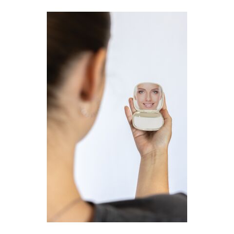 Espejo de maquillaje de plástico reciclado Reflecta RCS beige