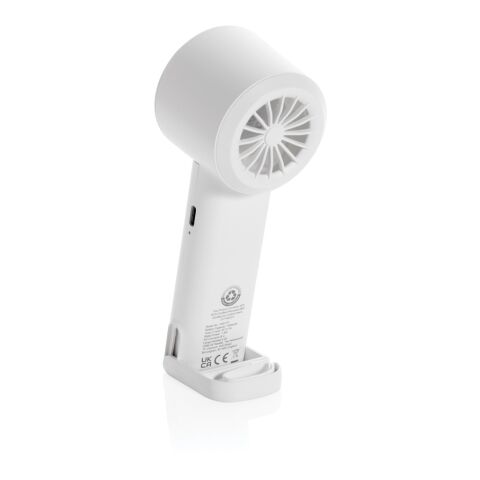 Ventilador portátil recargable Twist RCS plástico reciclado blanco | sin montaje de publicidad | no disponible | no disponible