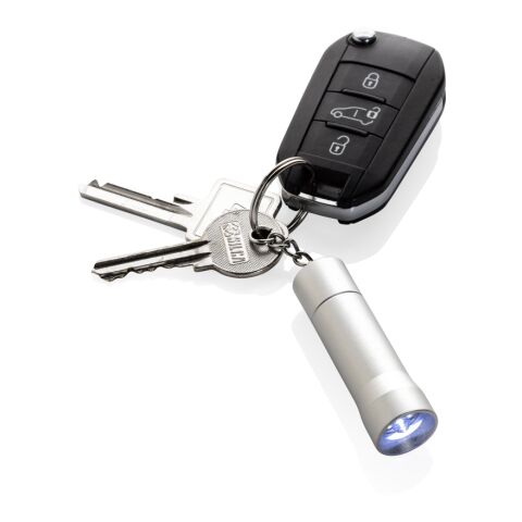 Linterna llavero de aluminio reciclado Flash RCS gris plateado | sin montaje de publicidad | no disponible | no disponible