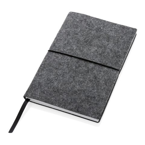 Libreta A5 tapa blanda de fieltro reciclado certificado GRS negro | sin montaje de publicidad | no disponible | no disponible