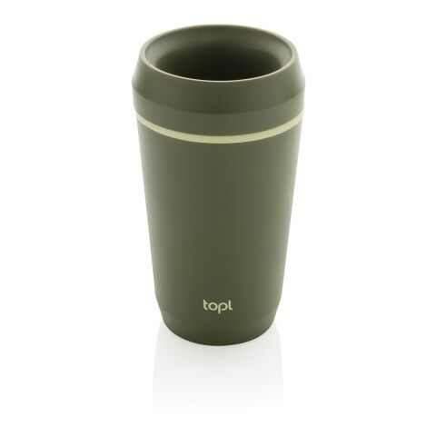 Vaso de plástico reciclado Topl To Go con tapa patentada 360 verde | sin montaje de publicidad | no disponible | no disponible