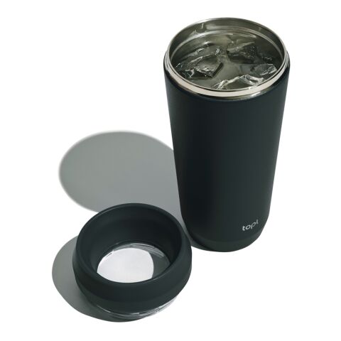 Taza Topl To Go de acero reciclado con tapa patentada 360 gris | sin montaje de publicidad | no disponible | no disponible