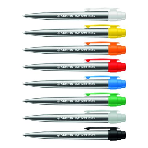 STABILO style metal bolígrafo plata/blanco | sin montaje de publicidad | sin montaje de publicidad