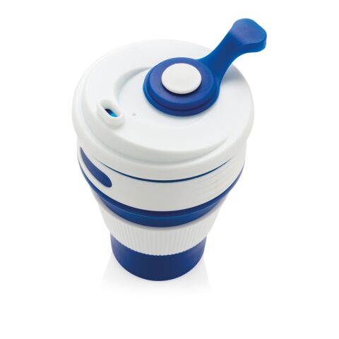 Taza plegable de silicona azul | sin montaje de publicidad | no disponible | no disponible