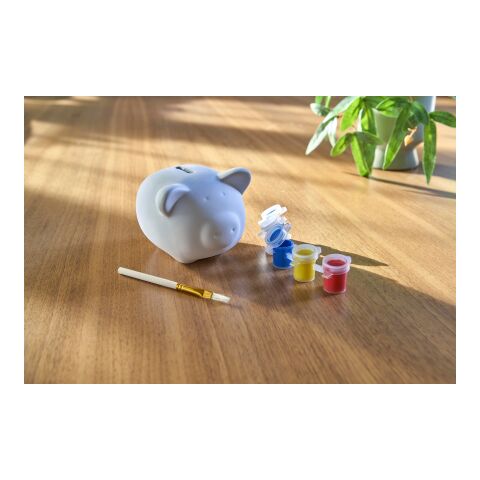 Hucha de yeso con pincel blanco | sin montaje de publicidad