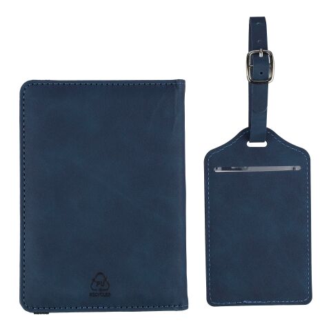 Porta pasaporte y etiqueta de equipaje de PU reciclado Zani negro | sin montaje de publicidad | no disponible | no disponible