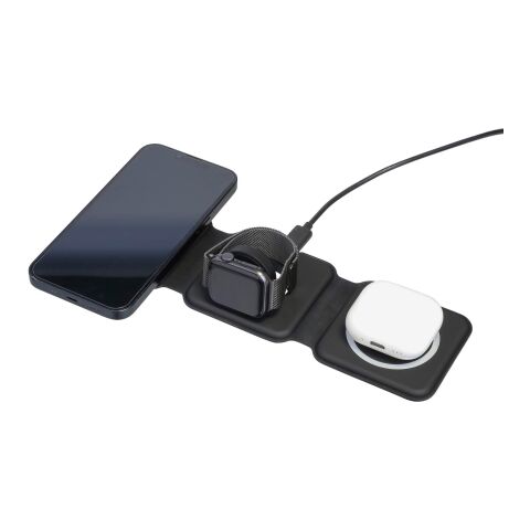 Cargador inalámbrico Trigo | Reciclado | 3-en-1 negro