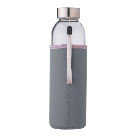 Botella de cristal (500 ml) con funda de neopreno gris