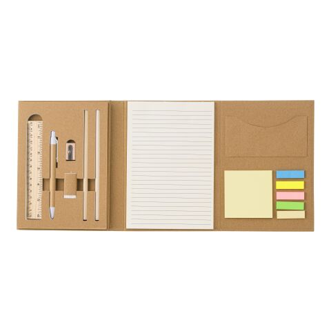 Carpeta de cartón con material de escritura. marrón | sin montaje de publicidad | no disponible | no disponible