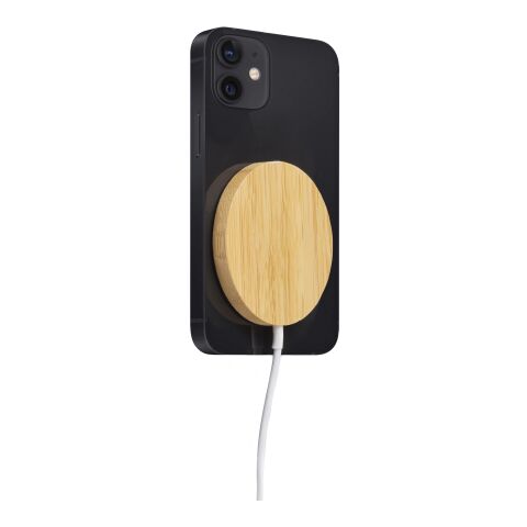 Cargador inalámbrico de bambú marrón claro | sin montaje de publicidad | no disponible | no disponible