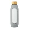 Botella de vidrio borosilicato de 600 ml con agarre de silicona "Tidan" Estándar | Gris | sin montaje de publicidad | no disponible | no disponible