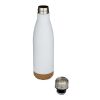 Botella de 500 ml de acero inoxidable con aislamiento y doble pared con detalles de corcho "Cove" Estándar | Blanco | sin montaje de publicidad | no disponible | no disponible