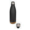 Botella de 500&nbsp;ml de acero inoxidable con aislamiento y doble pared con detalles de corcho "Cove" Estándar | Negro intenso | sin montaje de publicidad | no disponible | no disponible
