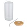 Jarra de 500 ml de vidrio borosilicato de pared simple con tapa de bambú "Mirage" Estándar | blanco | sin montaje de publicidad | no disponible | no disponible