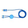 Cable 5 en 1 de aluminio y plástico reciclado de 150&nbsp;cm para sincronización de datos y carga rápida de 27&nbsp;W "Alasia" Estándar | Azul real | sin montaje de publicidad | no disponible | no disponible