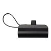 Batería externa tipo-C de plástico reciclado de 5000&nbsp;mAh y 10&nbsp;W con soporte abatible incorporado y cable 2 en 1 "Alnair" Negro intenso