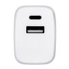 WEGENER. Adaptador de corriente con puerto USB-A de 18 W y USB-C de 20 W en ABS reciclado (100% rABS) Blanco | sin montaje de publicidad