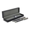 Set de bolígrafo y roller de metal en estuche de regalo gris metálico oscuro-gris metálico oscuro | sin montaje de publicidad | no disponible | no disponible | no disponible