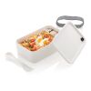 Fiambrera PP con cubiertos blanco | sin montaje de publicidad | no disponible | no disponible