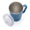 Taza al vacío RCS de acero inoxidable reciclado con asa azul | sin montaje de publicidad | no disponible | no disponible