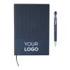 Set de cuaderno de PU reciclado (A5) y bolígrafo Tarek azul