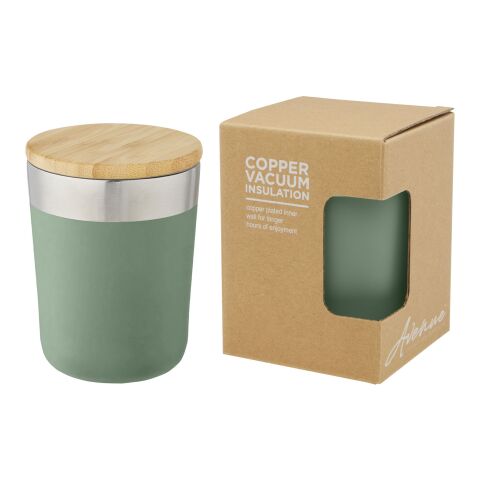Vaso de 300 ml de acero inoxidable con aislamiento al vacío de cobre y tapa de bambú &quot;Lagan&quot; Estándar | Verde mezcla | sin montaje de publicidad | no disponible | no disponible