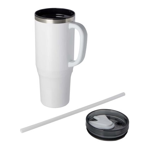 Vaso térmico con pajita de 1200 ml con certificado RCS &quot;Melbourne&quot; Estándar | blanco | sin montaje de publicidad | no disponible | no disponible