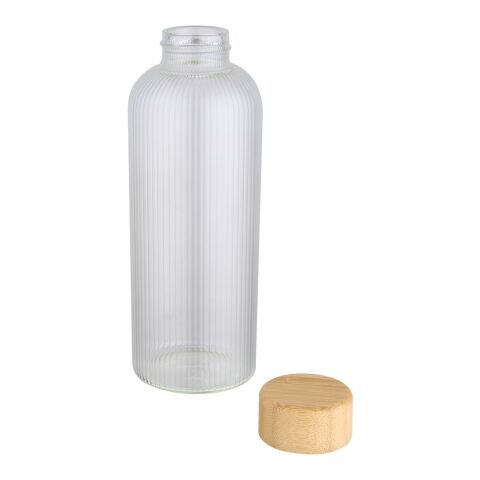 Botella de 650 ml de vidrio borosilicato de pared simple con tapa de bambú &quot;Mirage&quot; Estándar | blanco | sin montaje de publicidad | no disponible | no disponible
