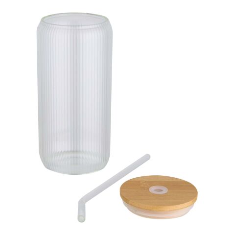 Jarra de 500 ml de vidrio borosilicato de pared simple con tapa de bambú &quot;Mirage&quot; Estándar | blanco | sin montaje de publicidad | no disponible | no disponible