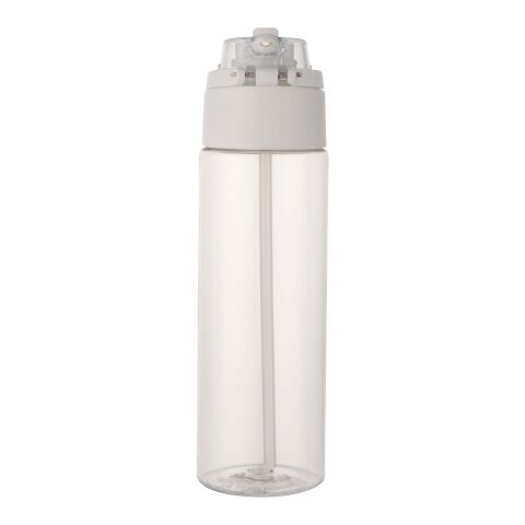 Botella de agua Theron de 700 ml de plástico reciclado RCS con tapa de doble función y pajita abatible blanco