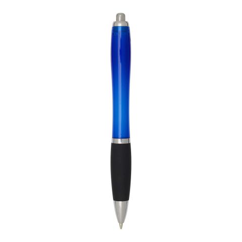 Bolígrafo de plástico reciclado con certificado RCS, cuerpo de color y empuñadura negra (tinta negra) "Nash" Estándar | Azul real | sin montaje de publicidad | no disponible | no disponible