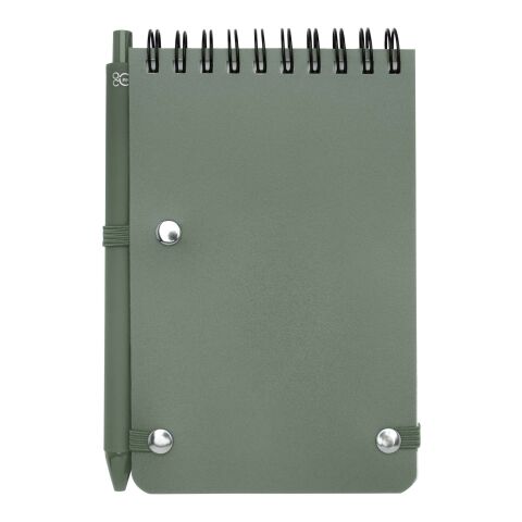 Libreta de tapa dura A6 de plástico procedente del océano con bolígrafo &quot;Thalaasa&quot; (tinta negra) Estándar | Verde mezcla | sin montaje de publicidad | no disponible | no disponible