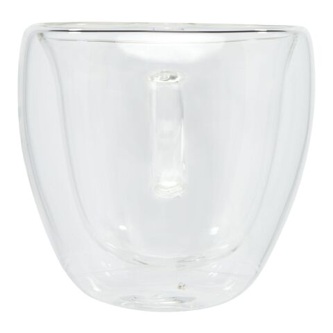 Dos tazas de vidrio de doble pared de 100 ml con posavasos de bambú &quot;Manti&quot; Estándar | Transparente-Natural | sin montaje de publicidad | no disponible | no disponible