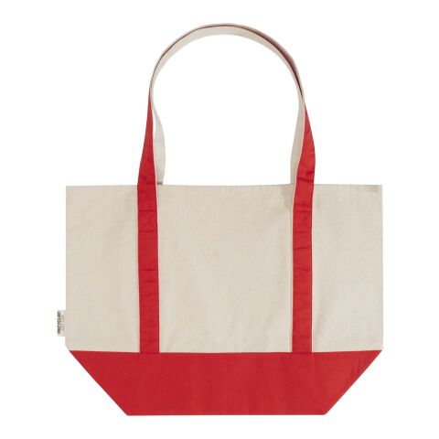 Bolsa Tote de algodón reciclado GRS de 320 g/m² &quot;Sam&quot; Estándar | Rojo-Natural | sin montaje de publicidad | no disponible | no disponible | no disponible