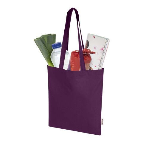 Bolsa Tote de 7&nbsp;L de algodón reciclado de 140&nbsp;g/m² con certificado GRS "Madras Blend" Estándar | Morado | sin montaje de publicidad | no disponible | no disponible | no disponible