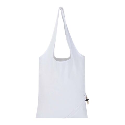 Bolsa de tela de algodón reciclada GRS «Madras Blend», 140 g/m², plegable, 7 l blanco