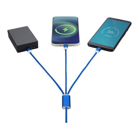 Cable de carga 3 en 1 con entrada doble "Versatile" Azul real