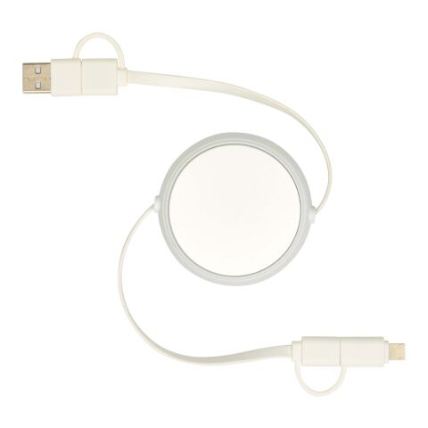 Cable retráctil 5 en 1 de 100 cm de plástico reciclado y aluminio para sincronización de datos y carga rápida de 45 W &quot;Alasia&quot; Estándar | Plateado | sin montaje de publicidad | no disponible | no disponible