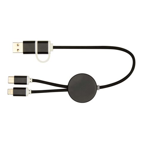 Cable 5 en 1 de aluminio y plástico reciclado de 30 cm para sincronización de datos y carga rápida de 27 W &quot;Alasia&quot; Estándar | negro | sin montaje de publicidad | no disponible | no disponible