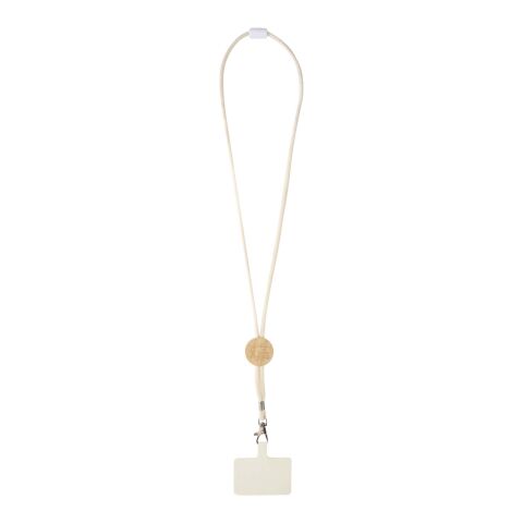 Lanyard para smartphone con detalles de bambú "Adhab" Estándar | Blanco | sin montaje de publicidad | no disponible | no disponible | no disponible