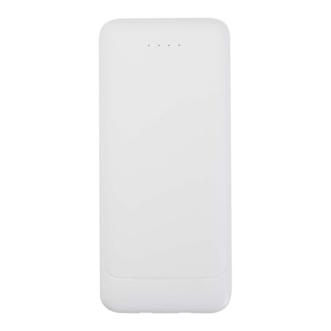 Batería externa de plástico reciclado de 10 000 mAh y 10 W con 2 cables integrados &quot;Adhil&quot; Estándar | Blanco | sin montaje de publicidad | no disponible | no disponible