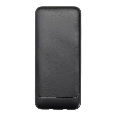 Batería externa de plástico reciclado de 10&nbsp;000&nbsp;mAh y 10&nbsp;W con 2 cables integrados "Adhil" Estándar | Negro intenso | sin montaje de publicidad | no disponible | no disponible
