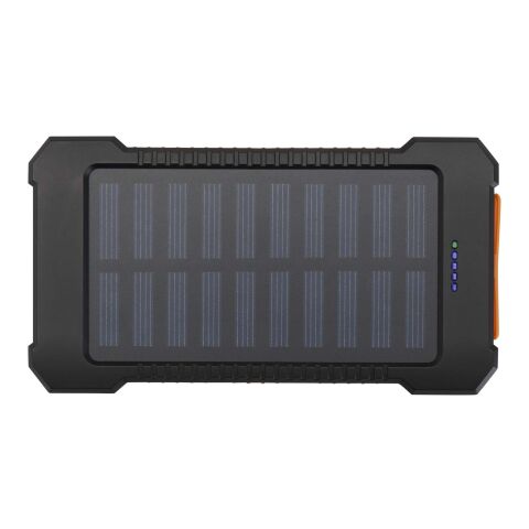 Batería externa solar de 5000 mAh y 10 W de plástico reciclado robusto con linterna incorporada &quot;Altair&quot; Estándar | Negro intenso | sin montaje de publicidad | no disponible | no disponible