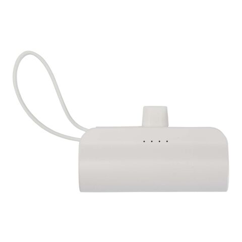 Batería externa tipo-C de plástico reciclado de 5000 mAh y 10 W con soporte abatible incorporado y cable 2 en 1 &quot;Alnair&quot; Estándar | Blanco | sin montaje de publicidad | no disponible | no disponible