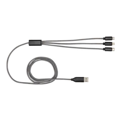 Cable de carga 5 en 1 de aluminio reciclado y RPET de Alphecca Negro