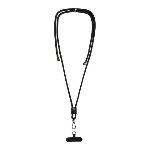 Lanyard ajustable reciclado para smartphone "Vega" Estándar | Negro intenso | sin montaje de publicidad | no disponible | no disponible