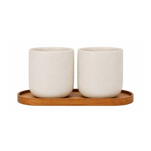 Juego de Originalhome compuesto por una bandeja ovalada de madera y una taza de cerámica de 150 ml Madera