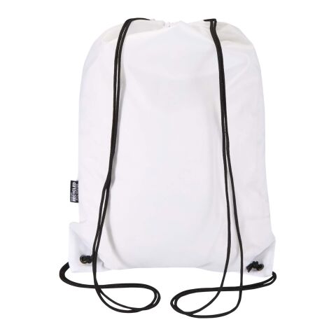 Bolsa con cordón Oriole de RPET con bolsillo frontal con cremallera, 5 l blanco